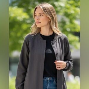 PLEIONE Brownish Gray Women's Lightweight Modal blend Long Jacket, Small